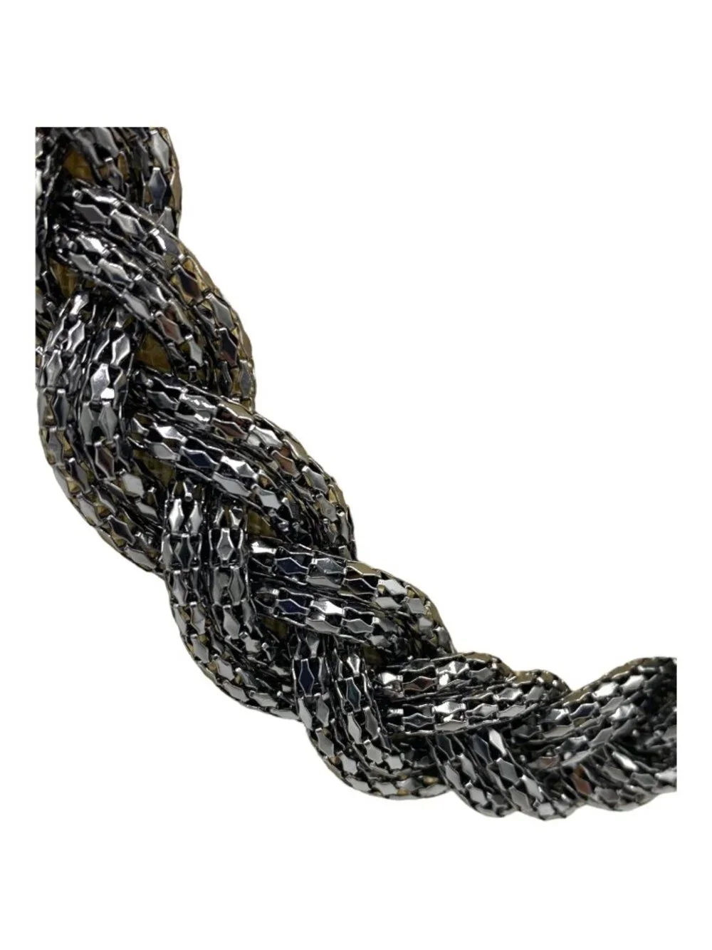 Vintage Braided Necklace Gunmetal Gray tone Statement 23